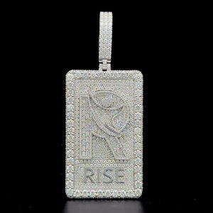 Hiphop Mossanite colgante 925 Plata rectángulo letra Bling completo helado personalizado Moissanite Baguette corte diamante colgante - Product Image 3
