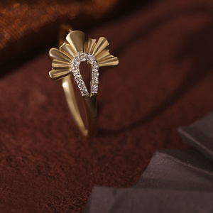 Anillo de Diamantes de Oro Amarillo Vintage con Diseño de Herradura, Joyería de Uso Diario para Mujer, Oro de 10K, 14K, 18K, Plata 925, 935 - Product Image 1