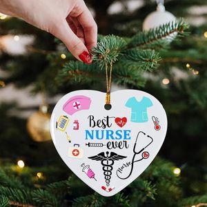 Decorazione Natalizia 'Migliore Infermiera di Sempre', Regalo per Infermiere, Ornamenti per Albero di Natale - Product Image 2