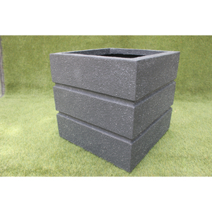 Classic Axis Design FRP Cubo Serie Square Fiberglass Lightweight Durable Floor Boughpot Drainage Hole Hand Carved Finish - Product Image 1