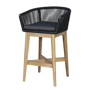 Sillas Altas con Barra de Cuerda y Estructura de Madera de Teca, Diseño Minimalista para Comedor y Decoración de Muebles de Bar en el Hogar - Product Image 2