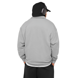 เสื้อแจ็คเก็ตผู้ชายสีเทาสโมคกี้ทรงโอเวอร์ไซส์ติดกระดุมแบบสแนป สไตล์สตรีทแวร์ลำลอง ชุดกีฬา เสื้อกันลม เสื้อคลุม - Product Image 2