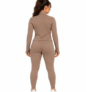 Custom Women 3 Piece Yoga Set Wholesale Fitness Gym Workout <b>Leggings</b> <b>Crop</b> Top Jacket Quick Dry Breathable Stretch Activewear - Product Image 6