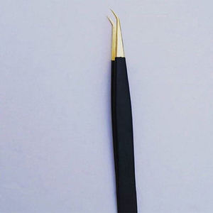 Juego de Pinzas para Extensión de Pestañas de Color Negro Personalizado, 4 Pinzas Profesionales de Acero Inoxidable con Puntas Doradas para Artistas de Pestañas - Product Image 2