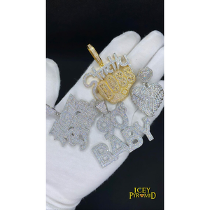 Radiant Sparkling Unisex Hip Hop Round Cut White Gold Moissanite Diamond Pendant Enhanced VVS Clarity GRA Certified for Children - Product Image 3