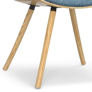 Sedia da pranzo Malden in legno curvato con schienale in denim blu/marrone chiaro - Product Image 6