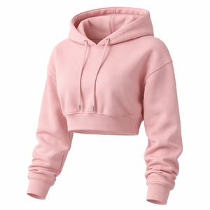 Sudadera Corta Rosa Personalizada al por Mayor - Sudadera Elegante para Mujer Directamente del Fabricante - Product Image 3