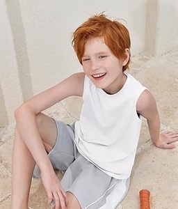 Camiseta sin Mangas Blanca de Verano para Niños, de Alta Calidad, 100% Algodón, Cuello Redondo, Lisa, al por Mayor - Product Image 4