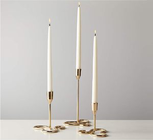 Porte-bougie en métal doré incurvé, élégant et moderne, pour table à manger, salon, mariage, fête, décoration de la maison - Product Image 4