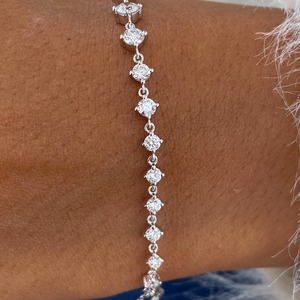 Unique Style VVS Round Lab Grown Diamond <b>Silver</b> Plated 925 Sterling <b>Silver</b> Link <b>Bracelet</b> Fine Fashion Luxury Women's - Product Image 6