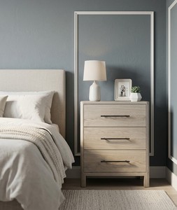 Commode moderne à 3 tiroirs en chêne massif avec rangement écologique et design à panneaux pour chambre à coucher - Product Image 4