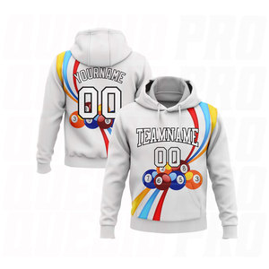 Sudadera con Capucha Deportiva de Billar 3D Blanca y Negra con Costuras Personalizadas - Product Image 1
