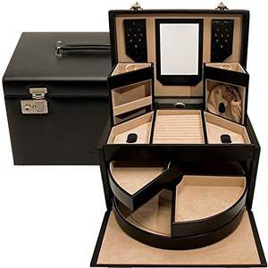 Premium PU Leather Jewelry Suitcase <b>Box</b> Multi-Functional Rotating <b>Storage</b> Case Manufacturer Custom Logo Makeup & Jewelry <b>Box</b> - Product Image 1