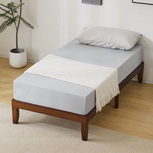 Twin Size Basic <b>Pine</b> Wood <b>Bed</b> <b>Frame</b> 189*96.5*30.5cm Single Wooden <b>Bed</b> in Brown Paint Kids' <b>Bed</b> - Product Image 1