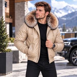 Chaqueta de Cuero para Hombre con Capucha de Piel de Zorro, Giacca Pelle Uomo |   Chaqueta de Cuero |   Chaqueta de Cuero para Hombre |   Chaqueta de cuero para hombre - Product Image 3