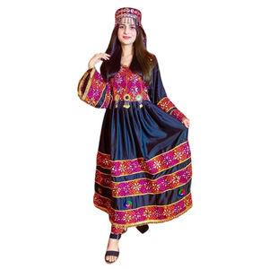 Premium Quality Luxury Afghan Handmade Embroidered Gown Heavy Kuchi Jewelry Elegant Detailed Bodice Afghan Kuchi Dress - Product Image 1