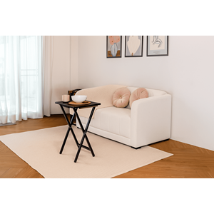 <b>Folding</b> TV <b>Tray</b> <b>Table</b> Set of 2 with Storage Rack Black Rubberwood Indoor Dining <b>Tables</b> 19" L X 14.5" W X 26" H - Product Image 2