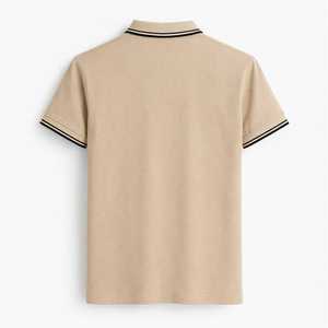 Men's Short Sleeve Polo Shirt With Contrast Trim Regular Fit Casual Pique Cotton T-Shirt - Product Image 2