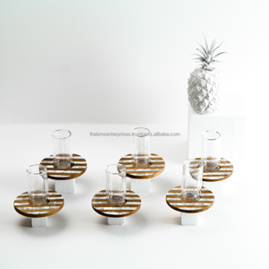 Natural black and white sea <b>shell</b> inlay arabian glass holder and cup saucers MOP tea plate and tea <b>light</b> holder for modern home - Product Image 6