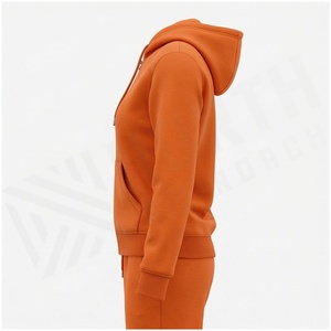 Conjunto Deportivo con Capucha y Cremallera para Mujer, Color Naranja, Estampado Degradado, Sudadera Casual de Manga Larga con Bolsillos Laterales, Ropa de Otoño - Product Image 3