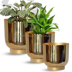 ขายส่งทองเงาชุดเครื่องปลูก 3 ชิ้นสําหรับกลางแจ้งในร่ม - Product Image 1