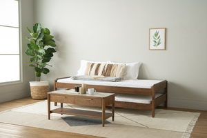Modern <b>Solid</b> <b>Wood</b> <b>Single</b> <b>Bed</b> Frame Wooden Bedstead Brown Finish Bedroom Furniture Custom Size - Product Image 6