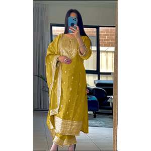 Conjunto Dupatta Top-Down para mujer con Secuencia de bordado pesado Trabajo Elegante diseño elegante - Product Image 4