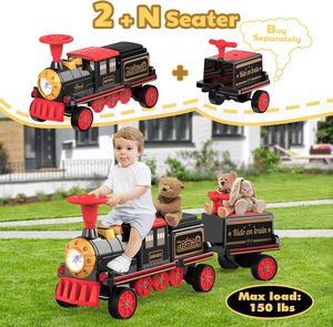 ANPABO Tren de juguete sin rieles para 2 personas, juguete eléctrico de 12V con asiento de altura ajustable, almacenamiento adicional, coche eléctrico para niños de 3+ años - Product Image 2