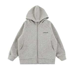Sweat à capuche gris brodé à manches longues pour garçons, coupe-vent unisexe en molleton 100 % coton respirant, coupe ample - Product Image 2