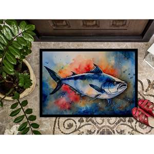 Felpudo de atún rojo antideslizante lavable de pila baja para interiores/exteriores alfombra de entrada 24H X 36W alfombrilla para puerta delantera - Product Image 3