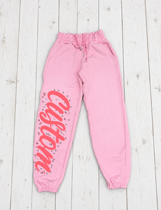 Pantalon de jogging unisexe bleu ciel avec imprimé script et détails en strass, taille élastique, bas de pantalon à revers, poches latérales, étiquette personnalisée OEM - Product Image 3