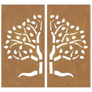 2 piezas 41,3 "x 21,7" Corten acero Patio pared decoraciones árbol diseño jardín adornos - Product Image 4