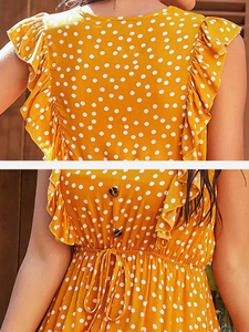 Robe longue d'été en mousseline pour femme, à manches courtes, imprimé floral, avec décolleté en V profond et drapé, taille unique, style décontracté - Product Image 4