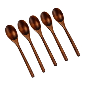 Cucharas de Madera Oscura al por Mayor con Mango Largo, Ecológicas, Estilo Japonés, Juego de Cucharas de Madera para Té, Café y Sopa, Cubertería de Cocina - Product Image 1