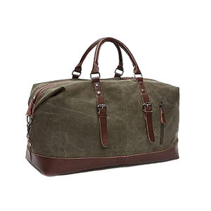 Sac de voyage en toile personnalisé avec logo, 7 pouces, sangles en cuir vert olive, fermeture éclair, sac de week-end écologique, léger et durable - Product Image 6