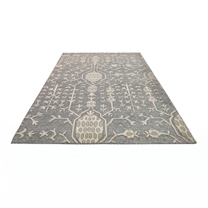 Tapis de sol personnalisé gris ivoire en laine, antidérapant, écologique, à tissage plat avec fines rayures horizontales pour salons d'hôtels et de villas - Product Image 2