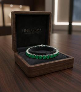 Bracelet Tennis en Onyx Vert Taille Coussin Motif Trèfle Charmant pour Femme et Enfant, en Argent Sterling 925, Cadeau Classique - Product Image 1