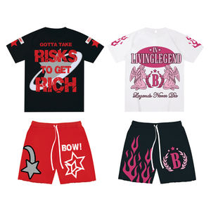 Conjuntos de Camisetas y Pantalones Cortos Casuales de Venta Caliente, Logotipo Personalizado, 100% Poliéster, Lavado Ácido, Secado Rápido, Trajes para Hombre - Product Image 4