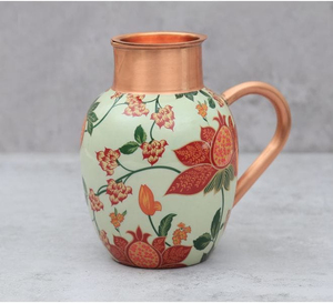 Pichet en cuivre personnalisé avec motif émaillé, fabricant OEM ODM de carafes à eau en métal faites à la main - Product Image 3