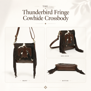 Sac bandoulière en cuir à franges style western pour femme, sac à main en cuir de vachette |   Sac à bandoulière avec applique Thunderbird |   Exportation Inde - Product Image 3