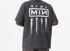 <b>Men's</b> Black O-Neck Short Sleeve T-<b>Shirt</b> Front Letter Print <b>Skulls</b> Anti-Wrinkle Regular Fit Street Style 100% Cotton Jersey - Product Image 4