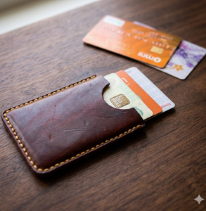Vintage Genuine Leather Minimalist <b>ID</b> Card <b>Holder</b> Slim Card Sleeve Credit Card Wallet Front Pocket Case by anwar enterprises - Product Image 4