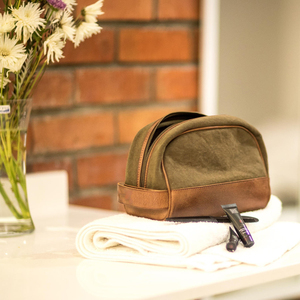 Leather Canvas <b>Toiletry</b> Bag Waterproof Travel Organizer Large Capacity Kit Cosmetic <b>Storage</b> Bag LCTB-0021 - Product Image 2
