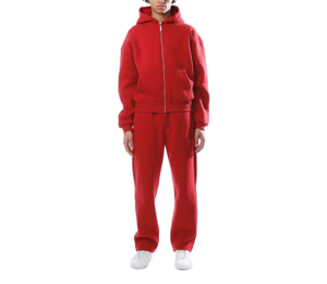 Breathable Eco-Friendly Women Red <b>Zip</b> <b>Up</b> <b>Hoodie</b> and Sweatpants Set Loose Fit Casual Wholesale Price Tracksuit - Product Image 4
