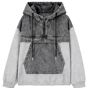 Sudadera con Capucha Extra Grande para Hombre, Diseño de Bloques de Color y Parches, Manga Regular, Ropa Casual de Invierno, Tejido de Forro Polar Transpirable - Product Image 1