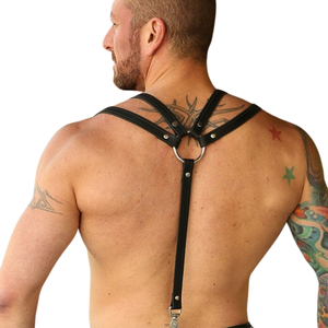 ชุดคลับหนังพรีเมี่ยมสำหรับผู้ชาย, สายรัดหนังสองชั้นปรับขนาดได้ - Product Image 6