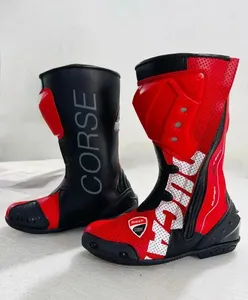 รองเท้าบูทหนังแท้สำหรับขี่มอเตอร์ไซค์ Ducati รองเท้าบูทสำหรับแข่งรถมอเตอร์ไซค์ อุปกรณ์ขี่รถสปอร์ตไบค์ รองเท้าสำหรับนักขี่ - Product Image 4