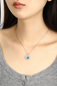 Fine Platinum Pt950 Lab Grown Paraiba Cut Diamonds IGI Certified Gold Plated Necklace High Quality Fashion <b>Pendant</b> Engagement - Product Image 3