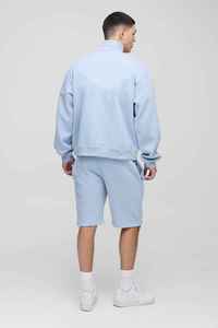 Sweat-shirt en molleton bleu clair pour homme, col montant, coupe classique, couleur unie, style Normcore, tricoté, idéal pour l'automne - Product Image 4