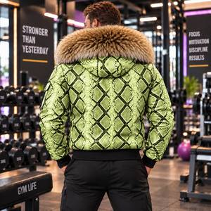 Python Leather Fashion <b>Coat</b> with Luxurious Fur Hood High-End Motorcycle Outerwear | Herren Lederjacke | Chaqueta Hombre Cureo - Product Image 4